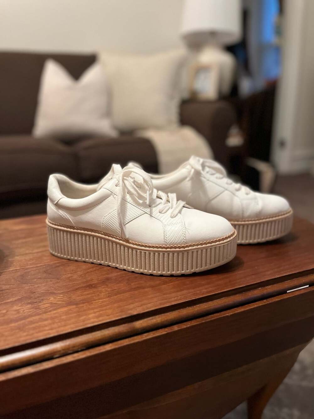 Dolce Vita Women's Tiger Lace-Up Platform Sneakers White Size 10
